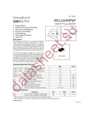 IRLL024NTRPBF datasheet  